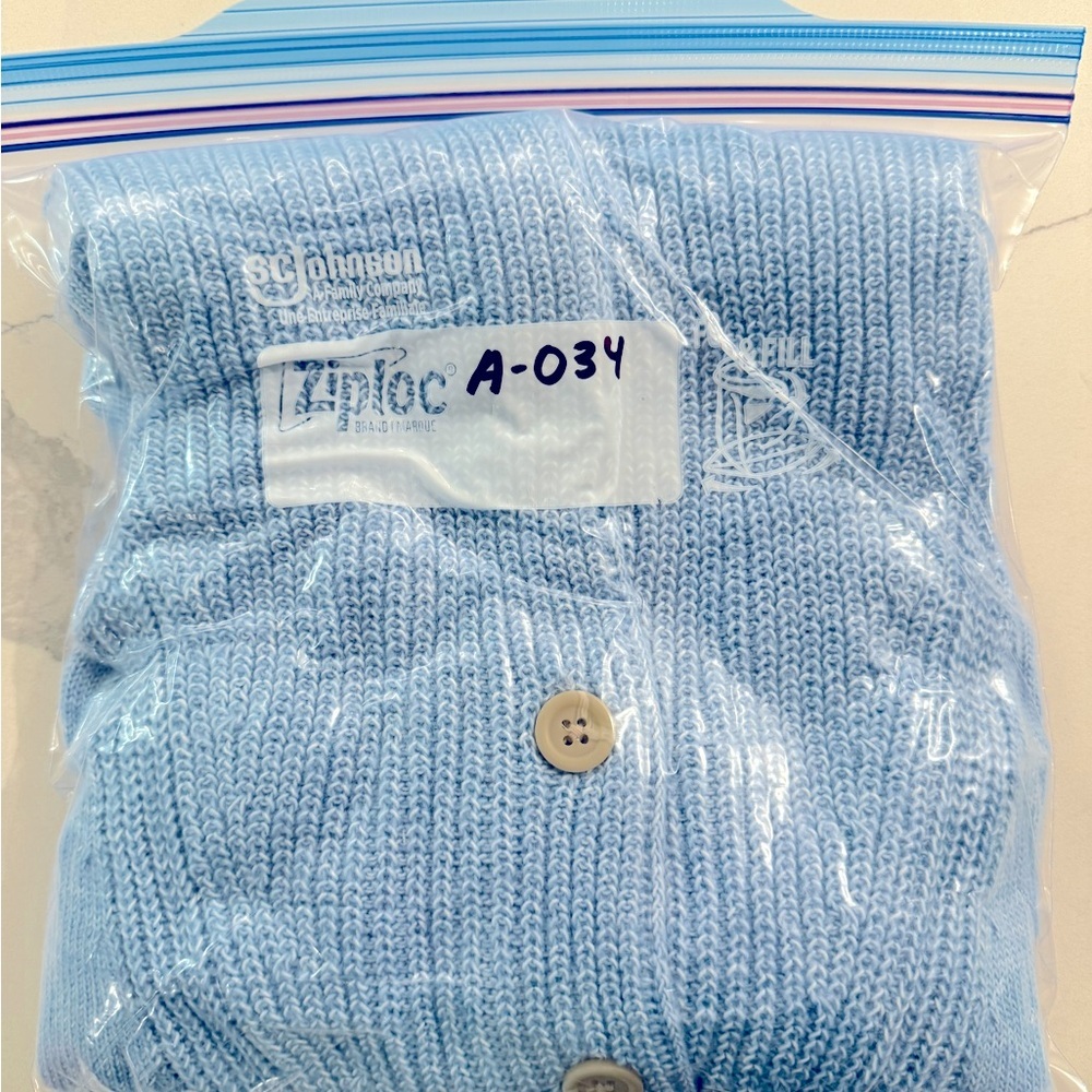 Talbots Breton Button Wide Collar Chunky Pullover Breezy Blue Cotton Women’s XS - Picture 13 of 13